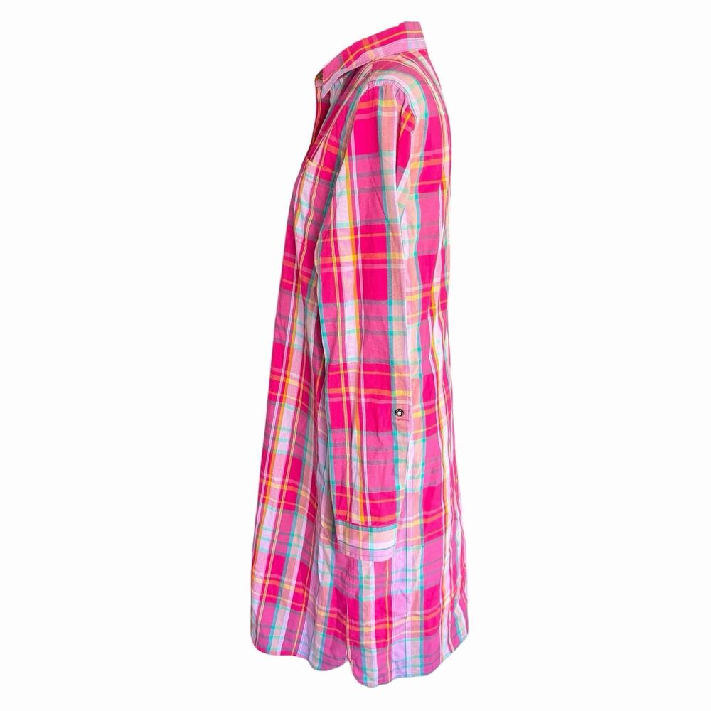 Ellen Orton Plaid Shirt Dress Pink M 74233 Preppy Prep Coastal Beach Colorful - Picture 4 of 13